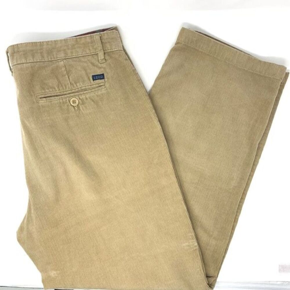 Izod Tan Corduroy Straight Fit Cotton Men's Pants Size W34‎ L29